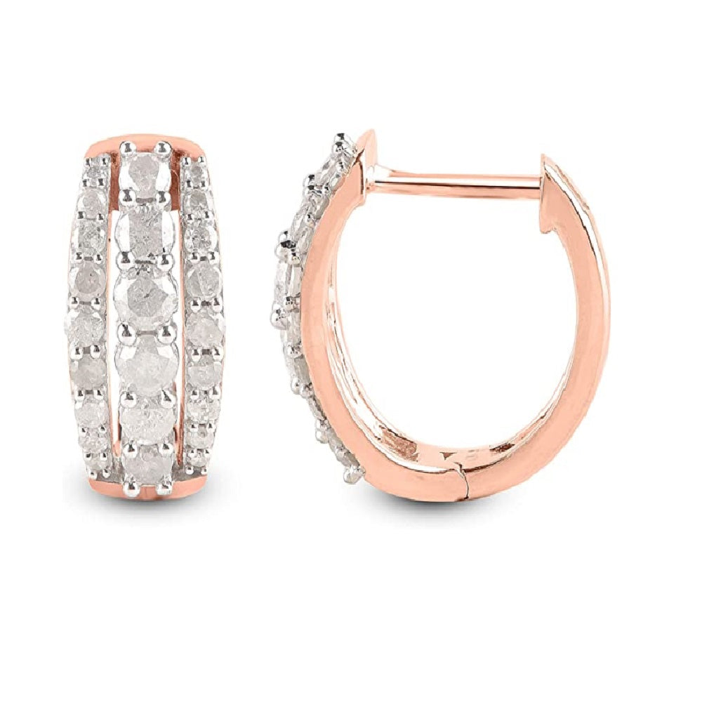Three Lines Huggie Hoop Earrings in 14KT Gold