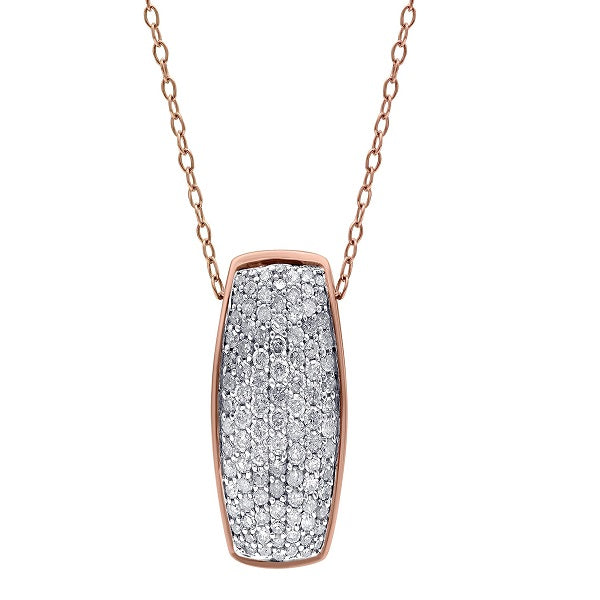 Multi-Row Pave Set Pendant Necklace in 10K Gold