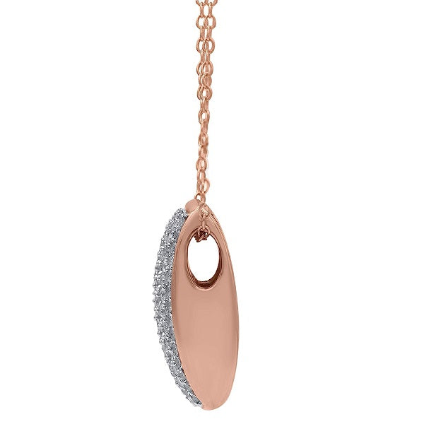 Multi-Row Pave Set Pendant Necklace in 10K Gold