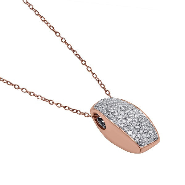 Multi-Row Pave Set Pendant Necklace in 10K Gold