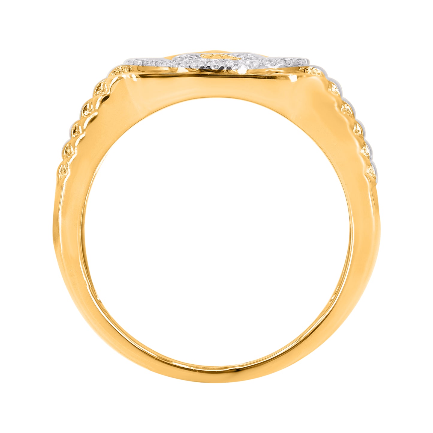 0.33 Carat Natural Diamond 14K Yellow Gold Fleur-de-Lis Men's Ring