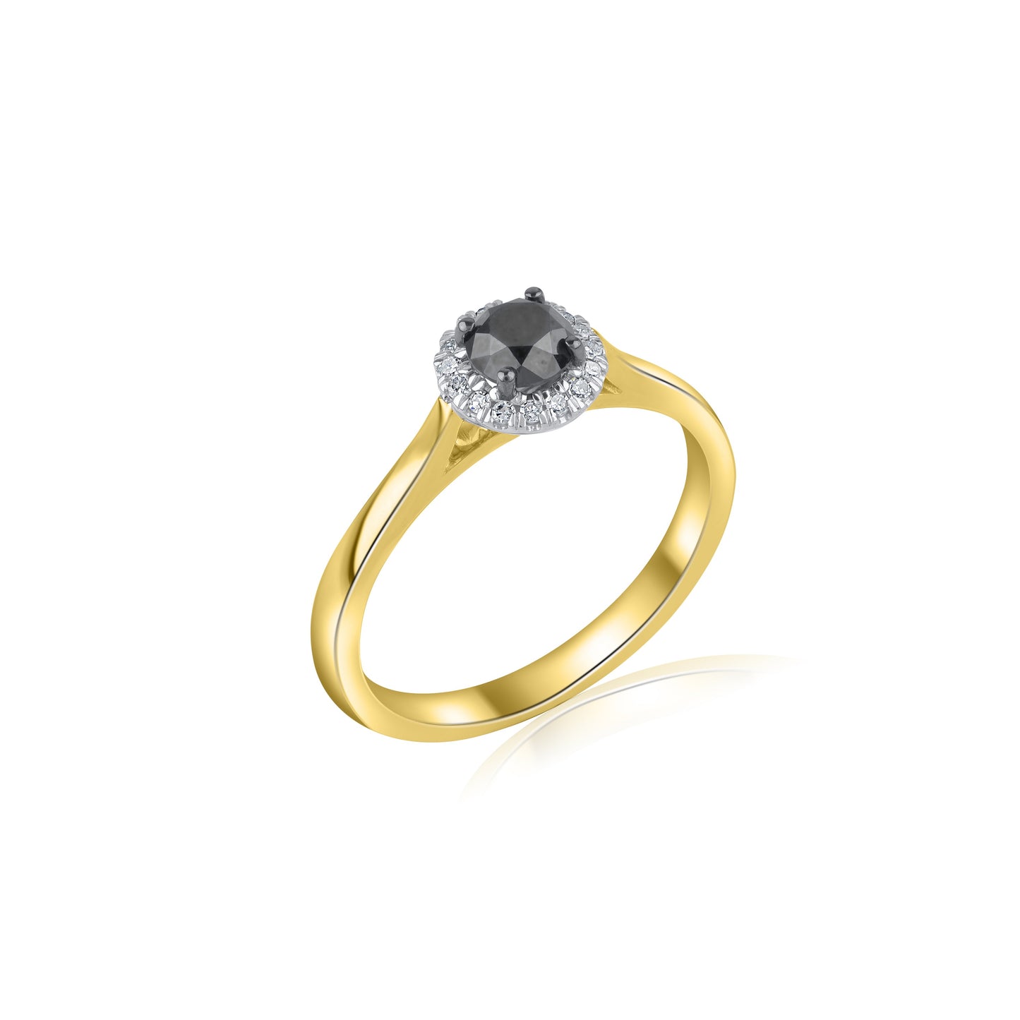 Black Diamond Solitaire Ring in 10KT Gold