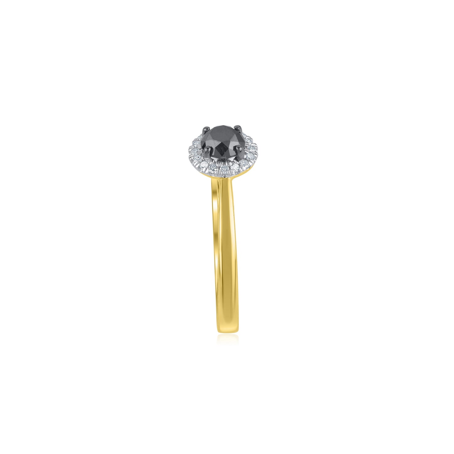 Black Diamond Solitaire Ring in 10KT Gold