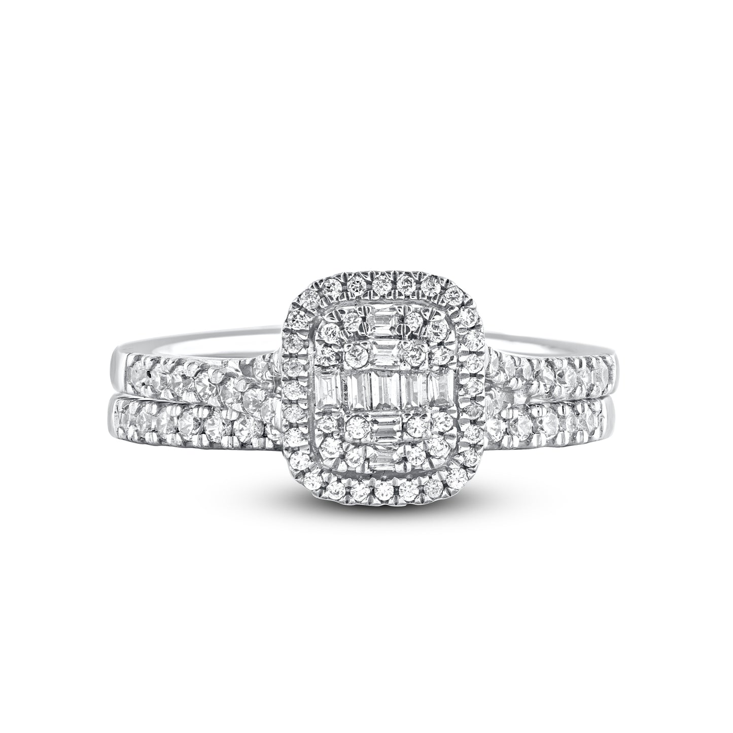 Bridal Halo split shank Ring Set in 14KT Gold