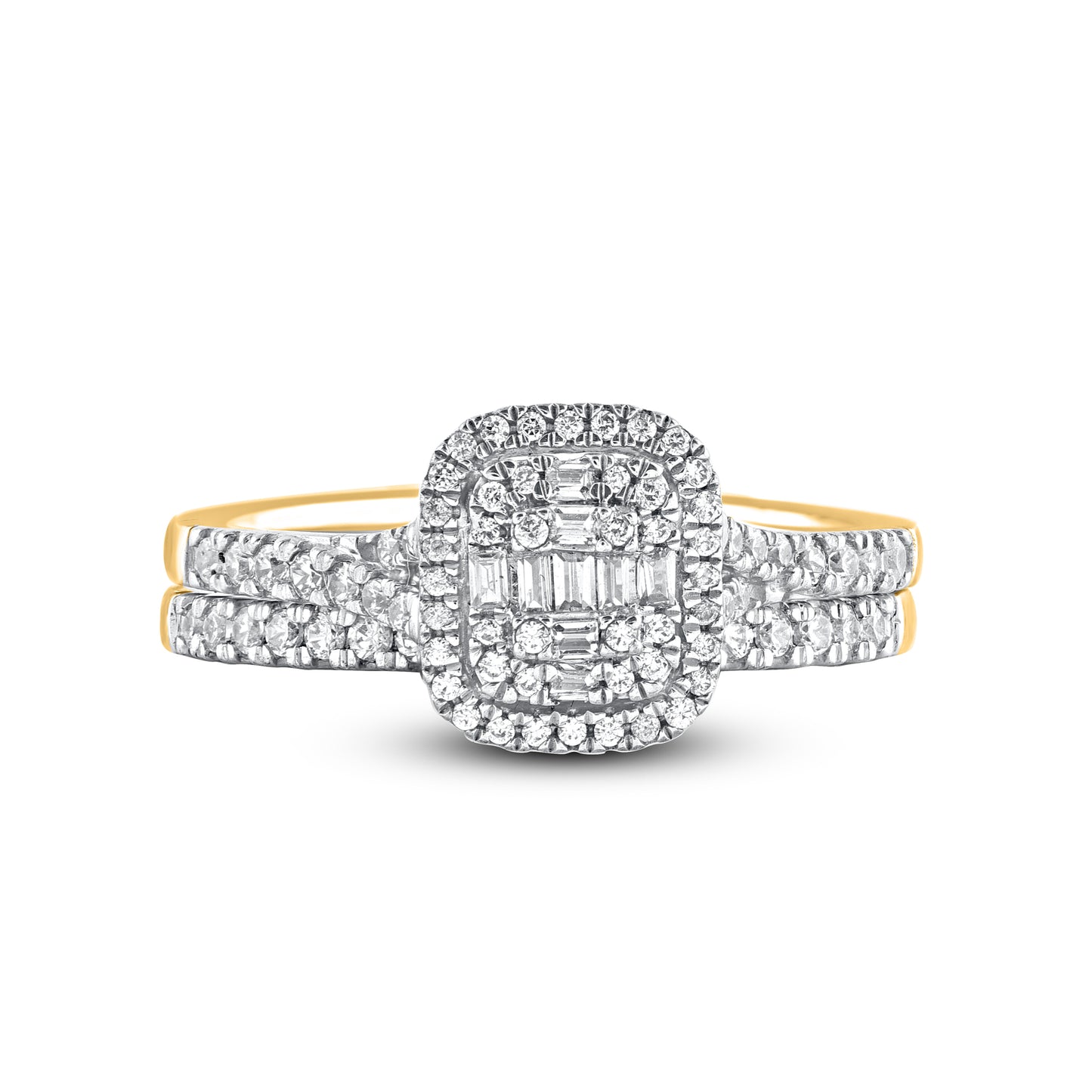 Bridal Halo split shank Ring Set in 14KT Gold