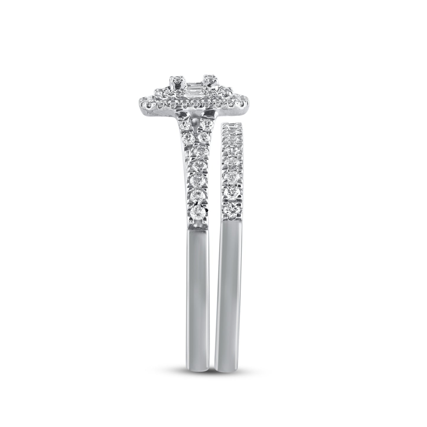 Bridal Halo split shank Ring Set in 14KT Gold