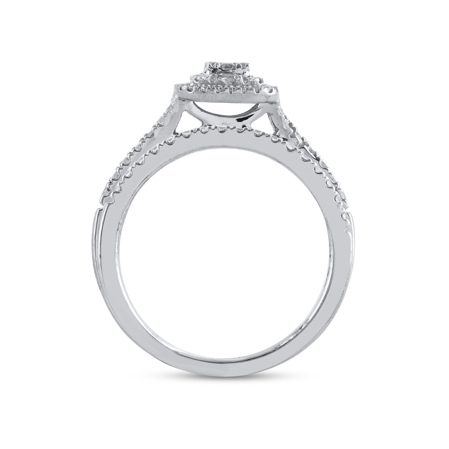 Bridal Halo split shank Ring Set in 14KT Gold
