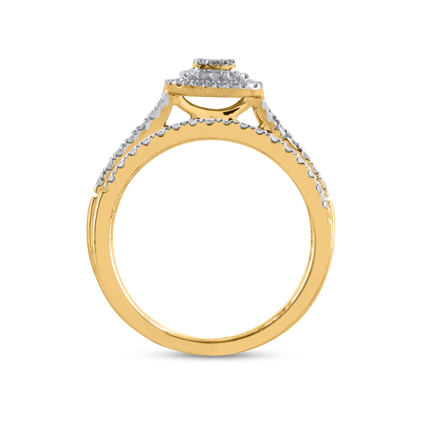 Bridal Halo split shank Ring Set in 14KT Gold