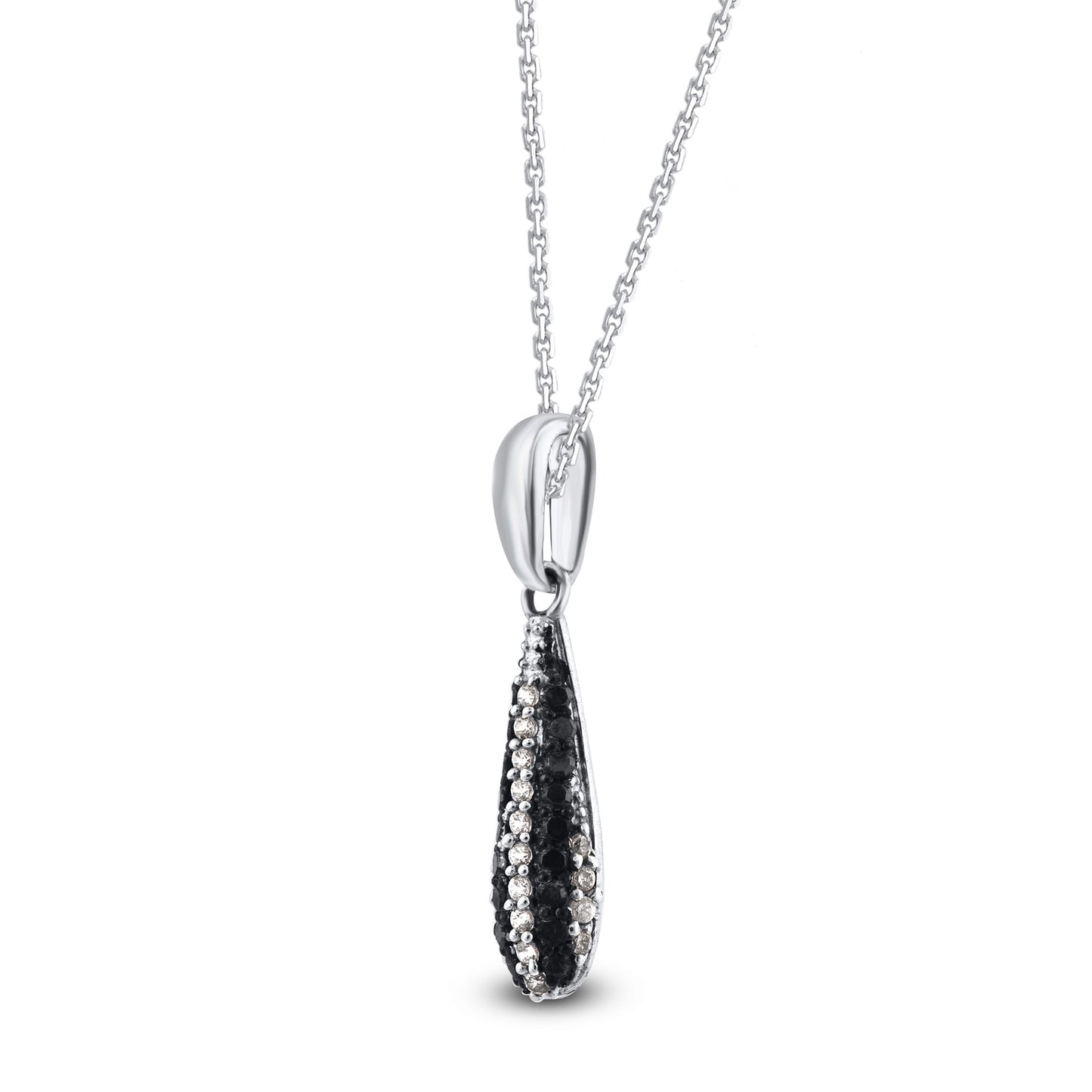 Treated Black Diamond Long Drop Pendant Necklace in 10KT Gold