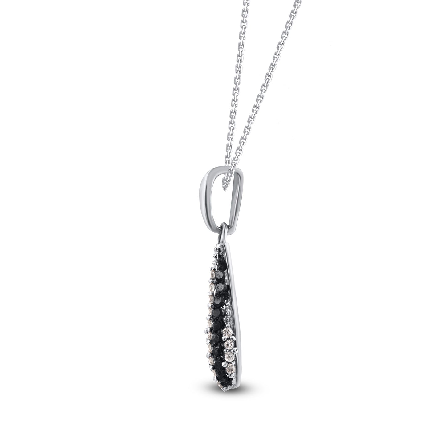 Treated Black Diamond Long Drop Pendant Necklace in 10KT Gold