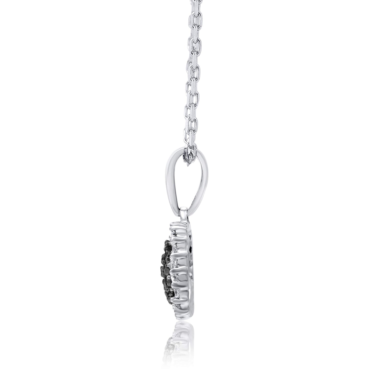 Treated Black Diamond Square Pendant Necklace in 10K Gold