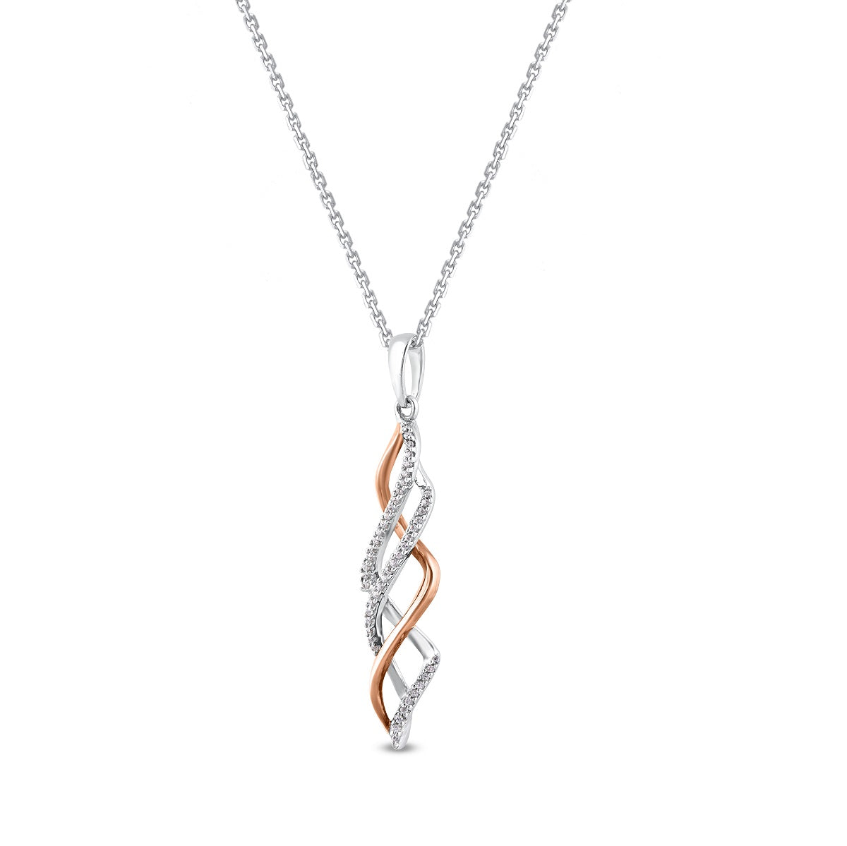 Swirl Infinity Pendant Necklace in Two Tone 10KT Gold