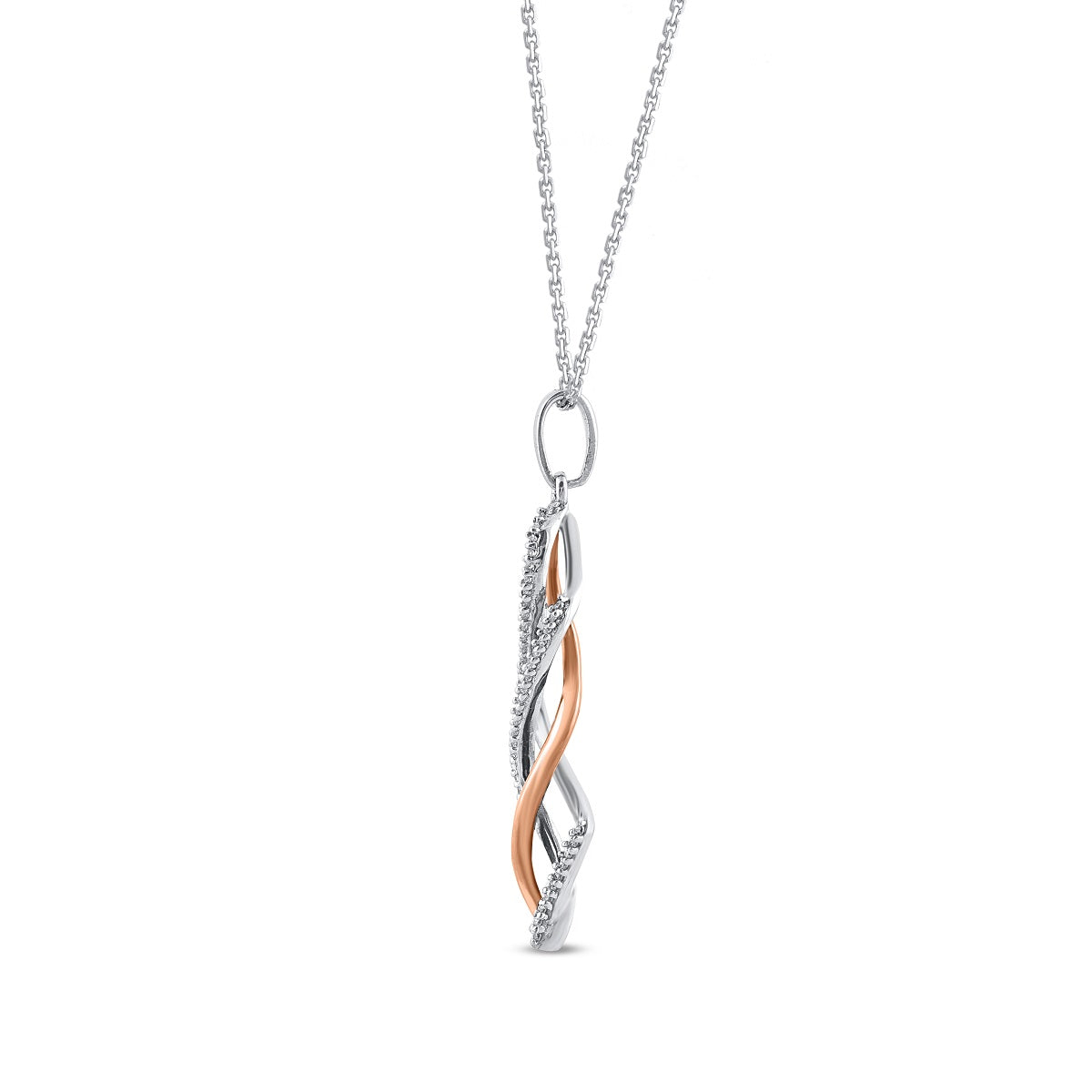 Swirl Infinity Pendant Necklace in Two Tone 10KT Gold
