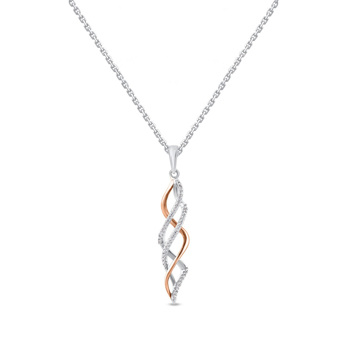Swirl Infinity Pendant Necklace in Two Tone 10KT Gold