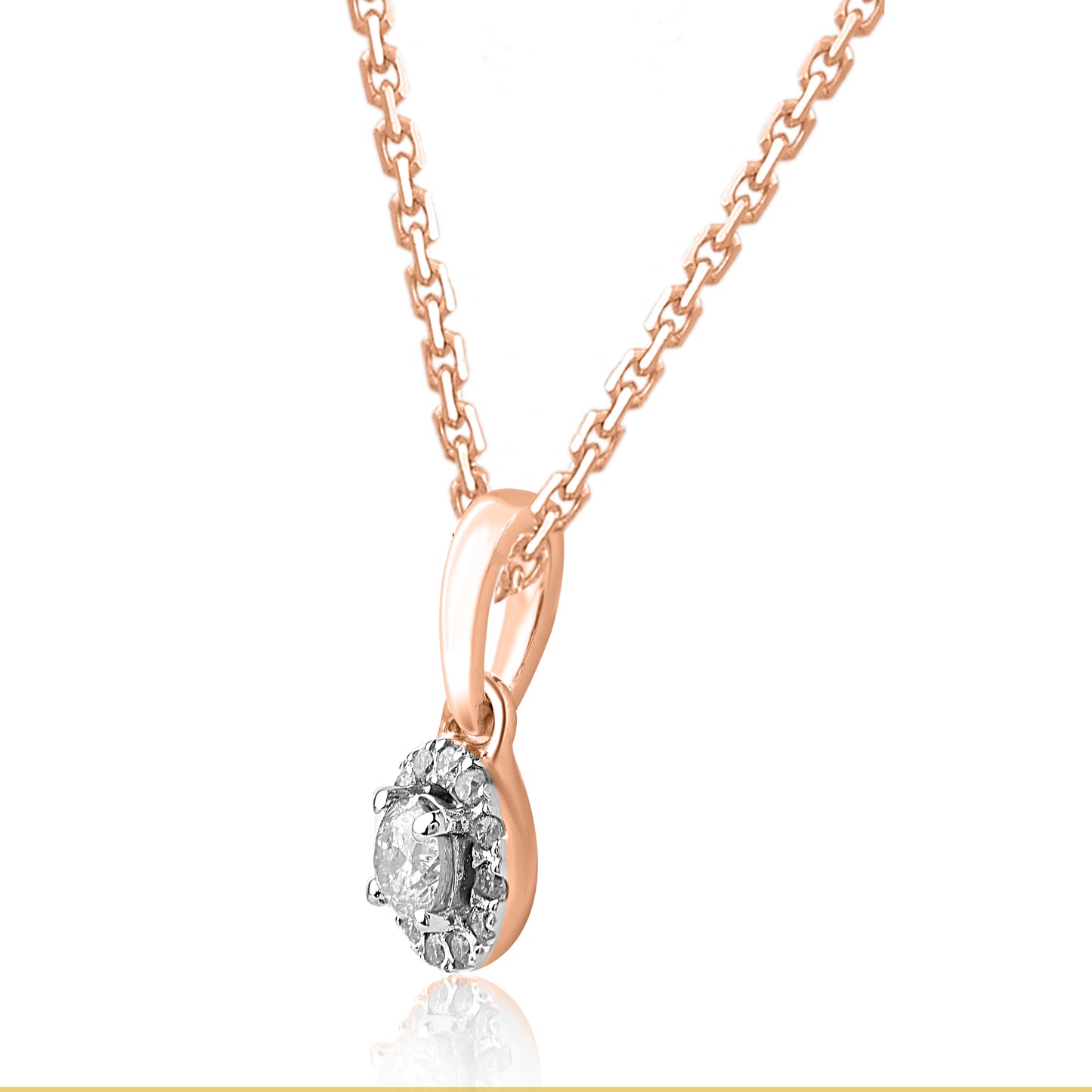 Solitaire Halo Pendant Necklace in 10K Gold