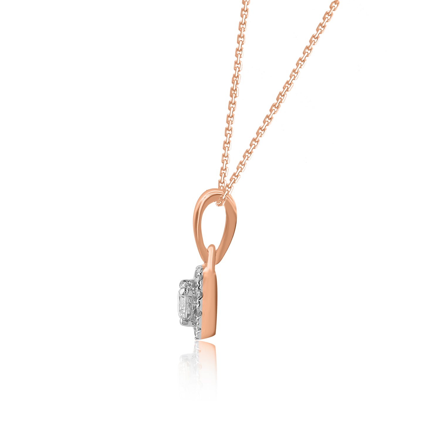 Solitaire Halo Pendant Necklace in 10K Gold