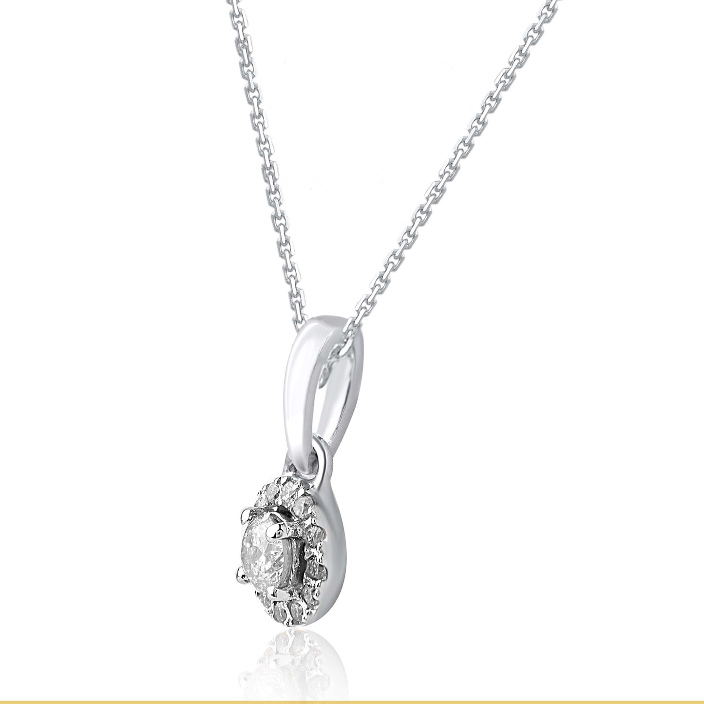 Solitaire Halo Pendant Necklace in 10K Gold