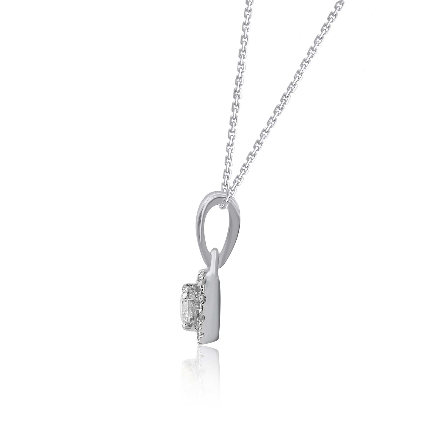 Solitaire Halo Pendant Necklace in 10K Gold