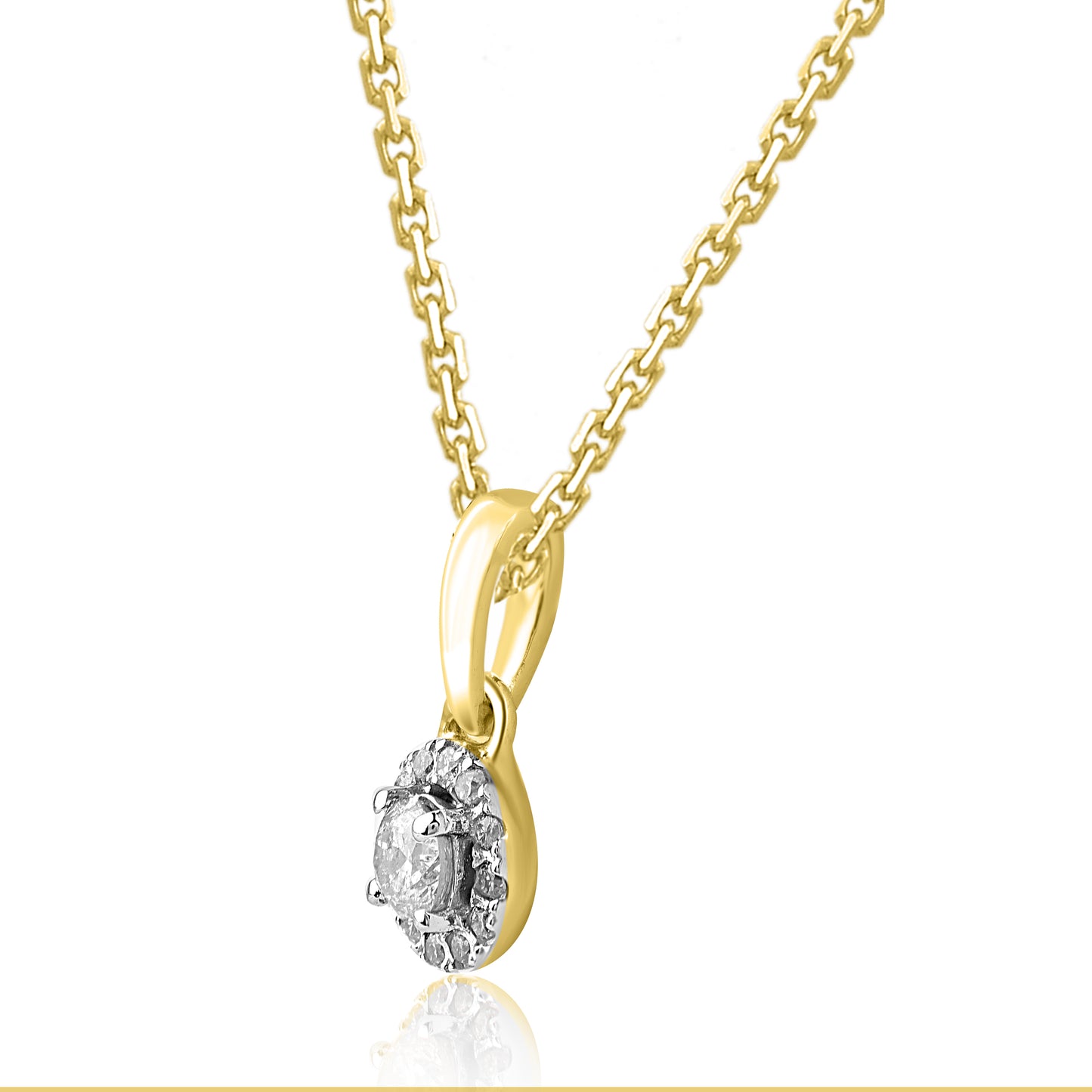 Solitaire Halo Pendant Necklace in 10K Gold
