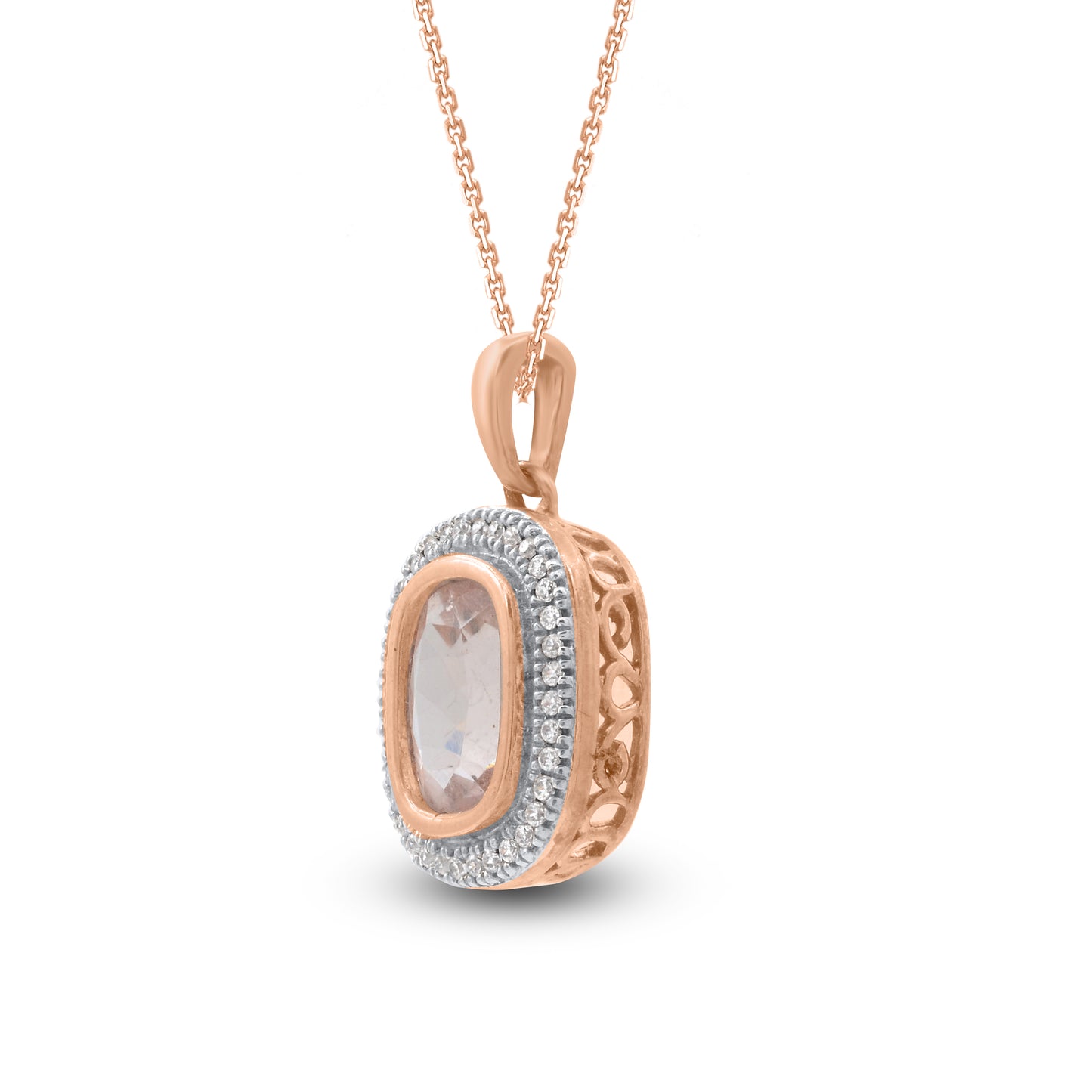 Morganite Pendant Necklace in 10K Gold