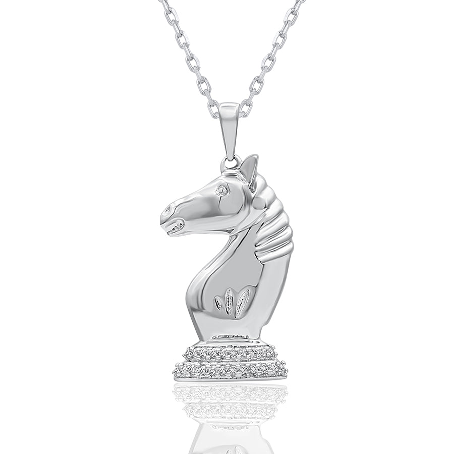 Chess Knight Charm Pendant Necklace in 10KT Gold