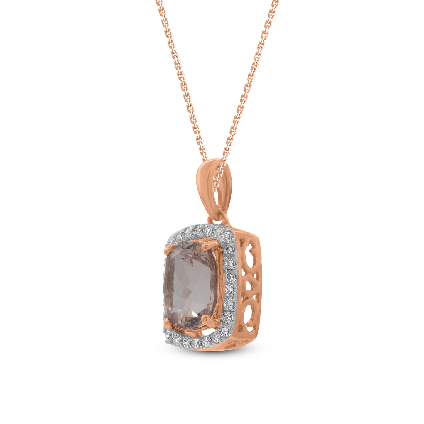 Morganite Pendant Necklace in 10K Rose Gold