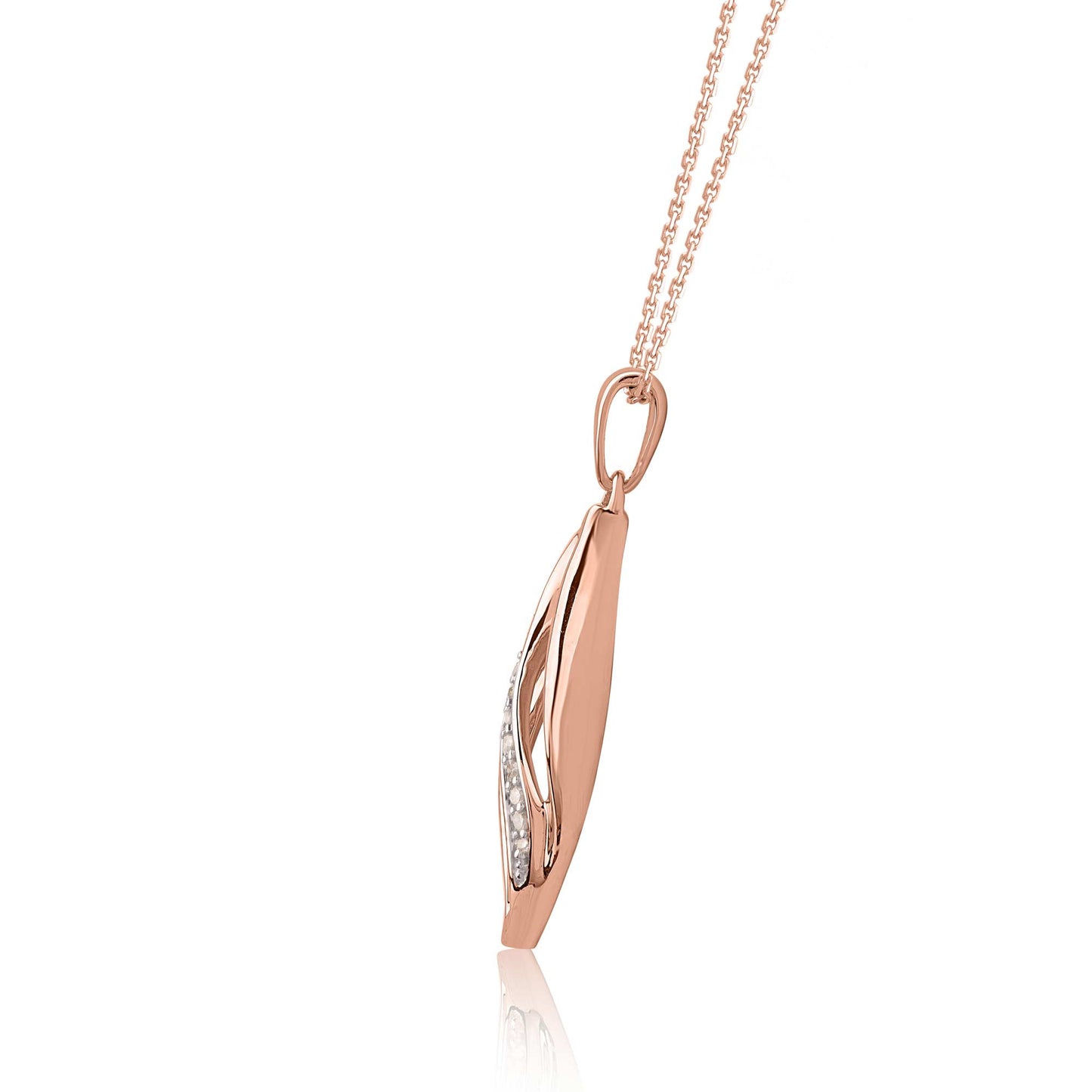 Wavy Diamond Pendant Necklace in 10KT Gold