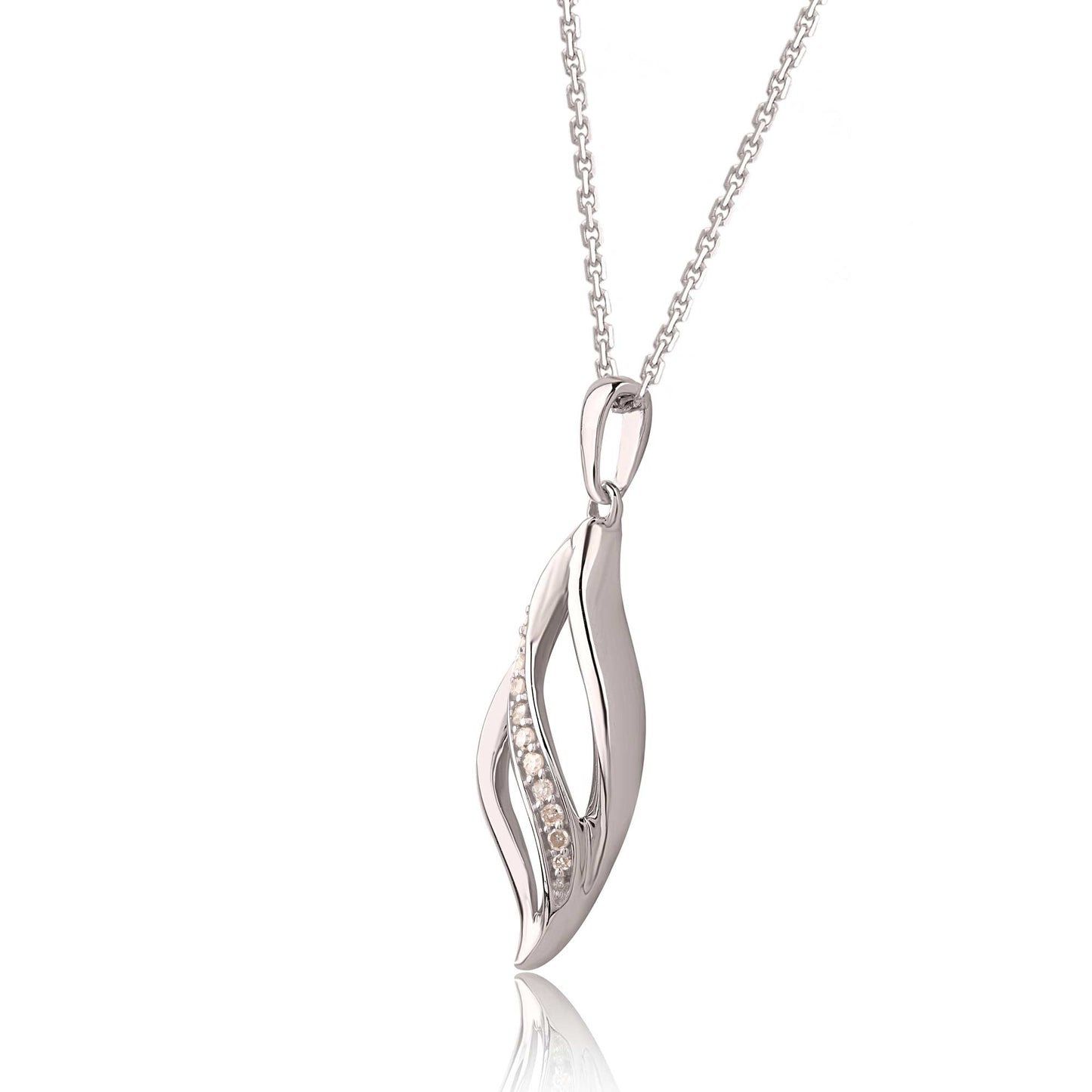Wavy Diamond Pendant Necklace in 10KT Gold