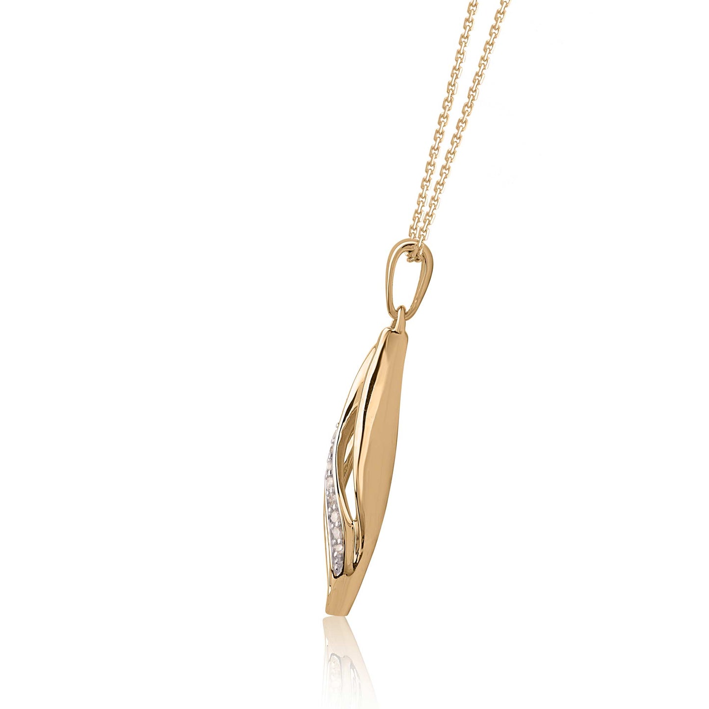 Wavy Diamond Pendant Necklace in 10KT Gold