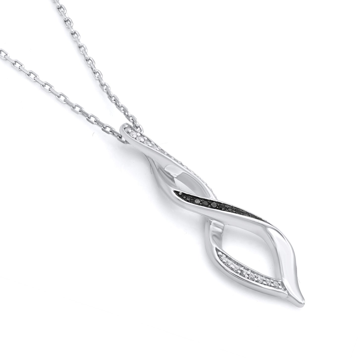 Treated Black Diamond Infinity Swirl Pendant Necklace in 10K Gold