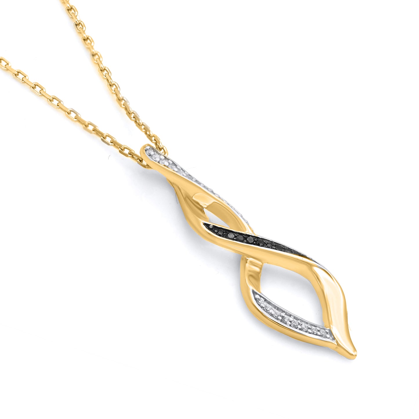 Treated Black Diamond Infinity Swirl Pendant Necklace in 10K Gold