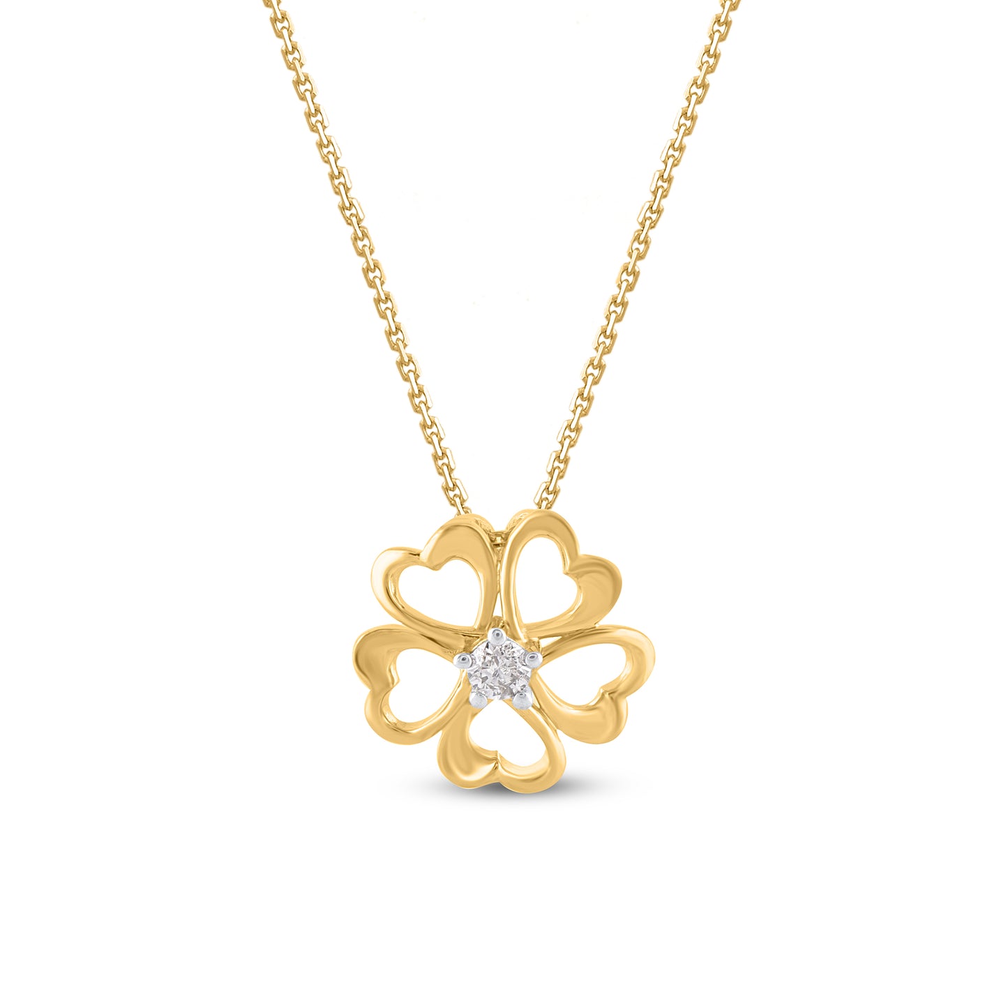 Clover Flower Pendant Necklace in 10KT Gold