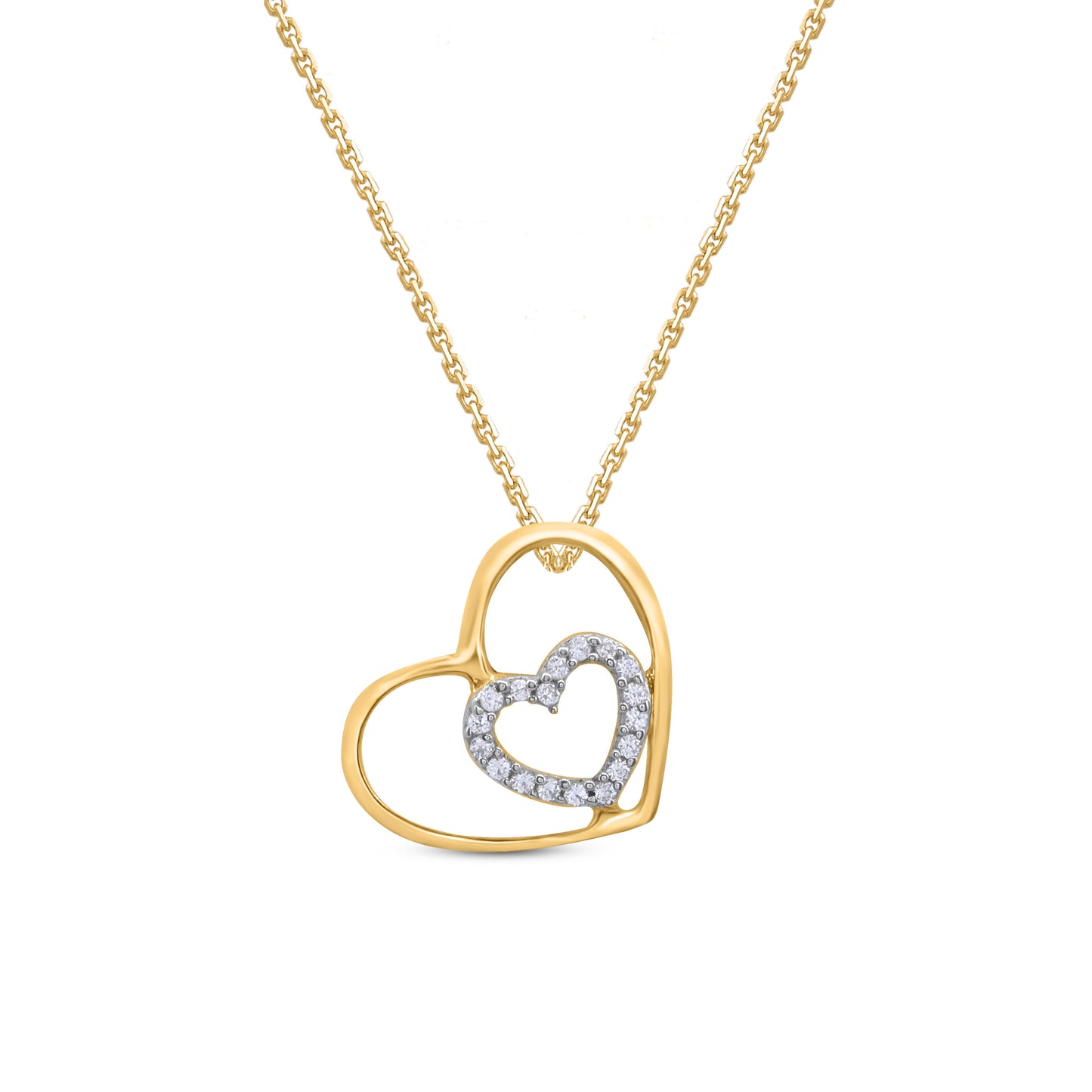 Double Open Heart Pendant Necklace in 10K Gold