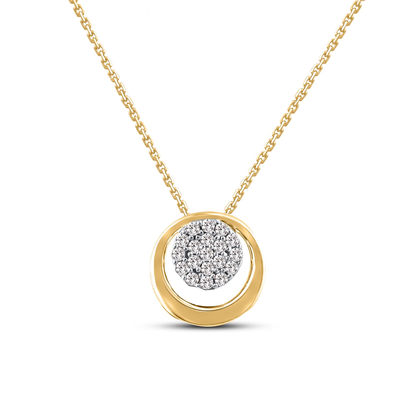 Circle Cluster Flower Pendant Necklace in 10KT Gold