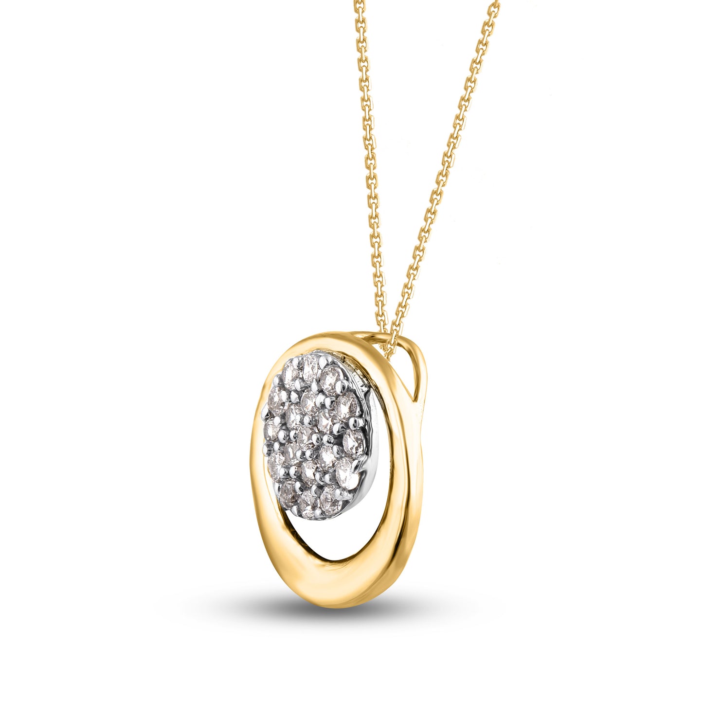 Circle Cluster Flower Pendant Necklace in 10KT Gold
