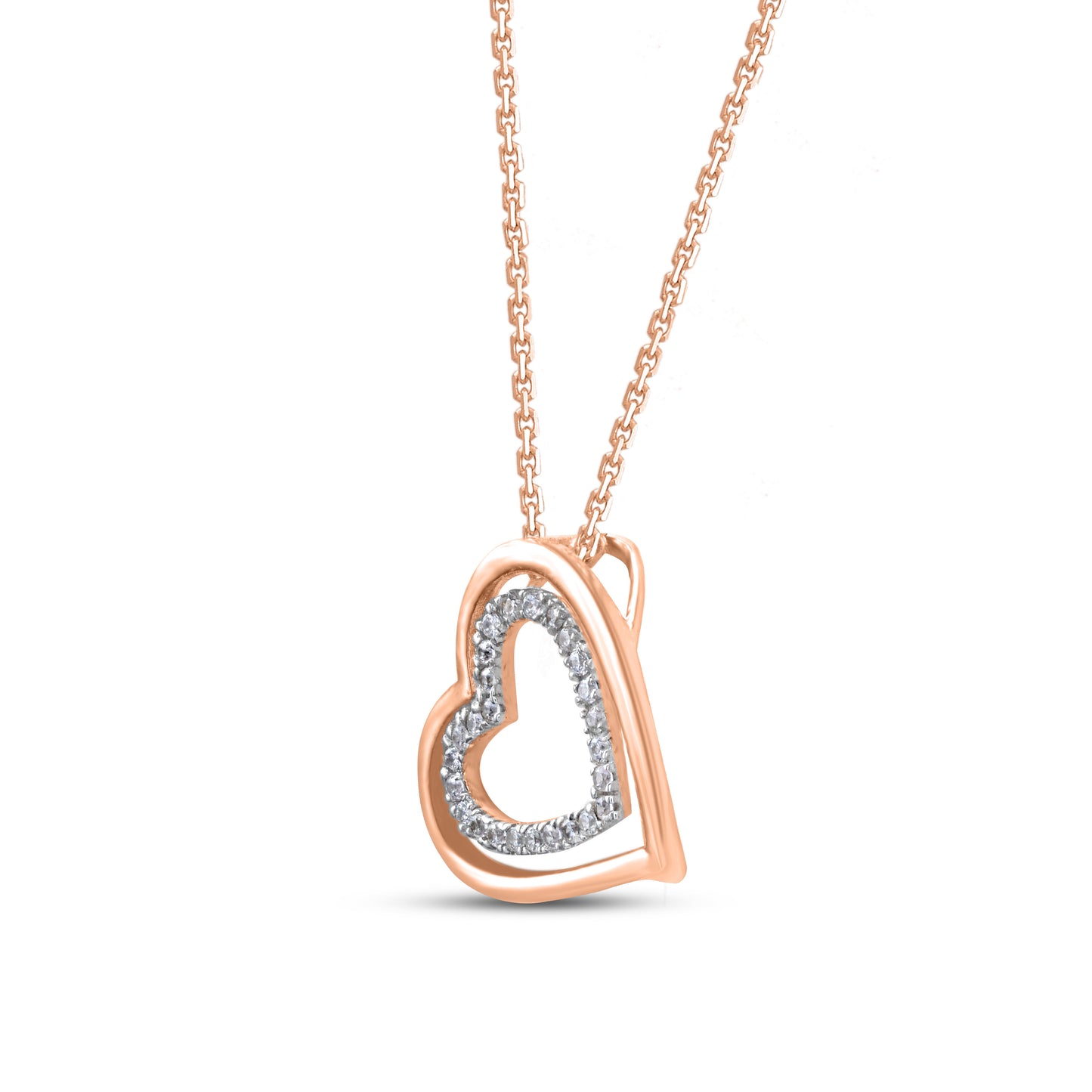 Double Heart Necklace Pendant in 10K Gold
