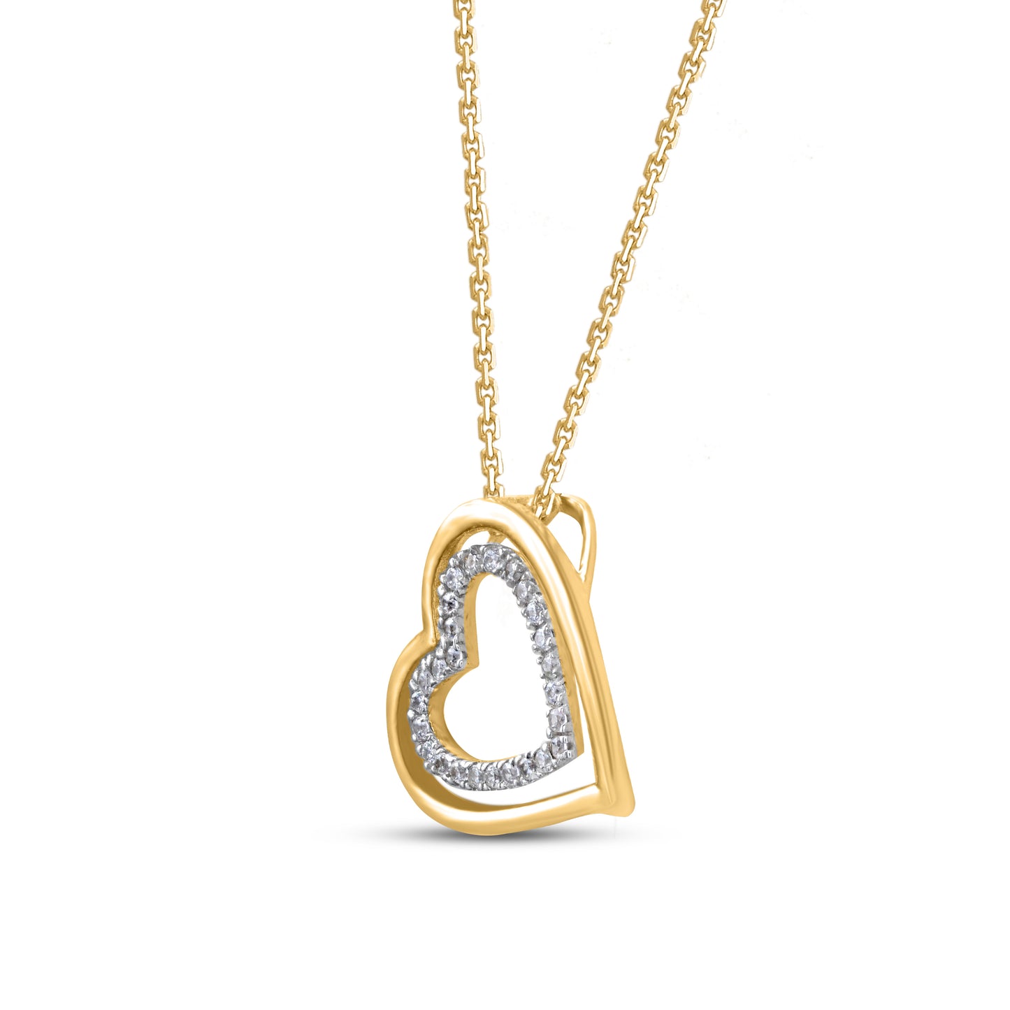 Double Heart Necklace Pendant in 10K Gold