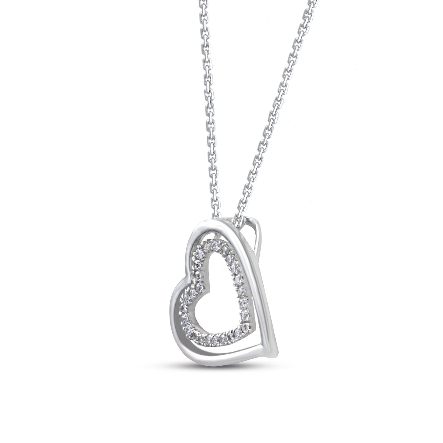 Double Heart Necklace Pendant in 10K Gold