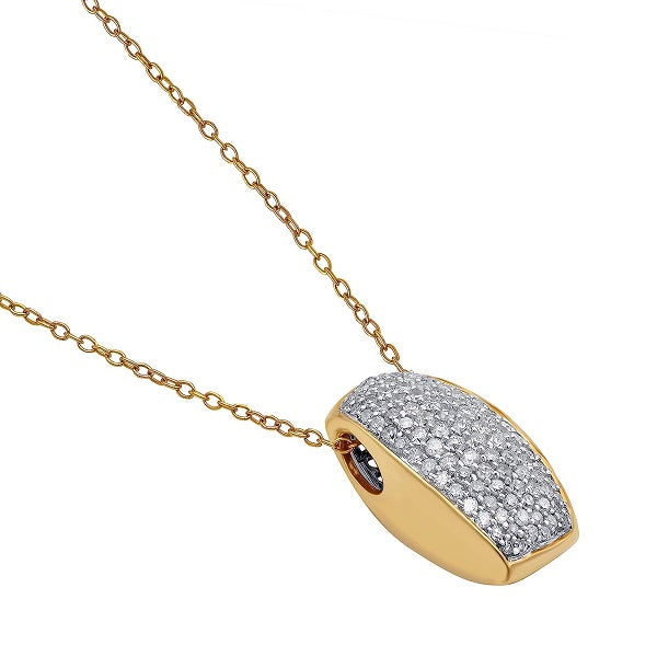 Multi-Row Pave Set Pendant Necklace in 10K Gold