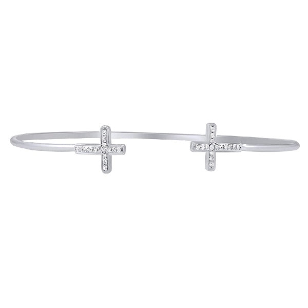 Open Cuff Bangle Bracelet with Religious Cross in 10KT Gold