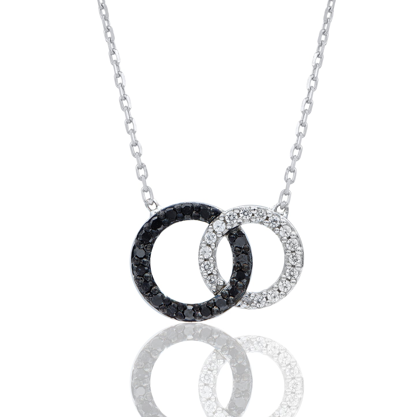 Treated Black Diamond Intertwined Circle Pendant Necklace in 10KT Gold