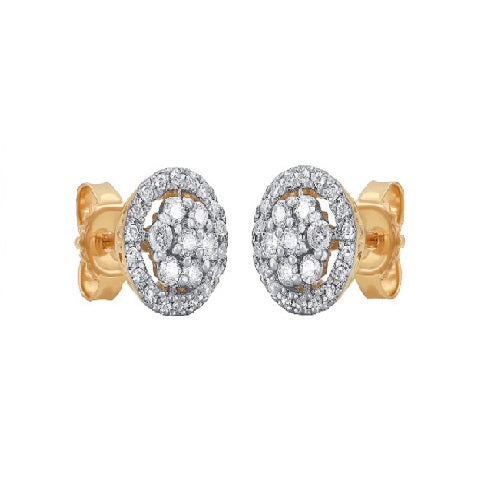 Cluster Flower Stud Earrings in 10K Gold