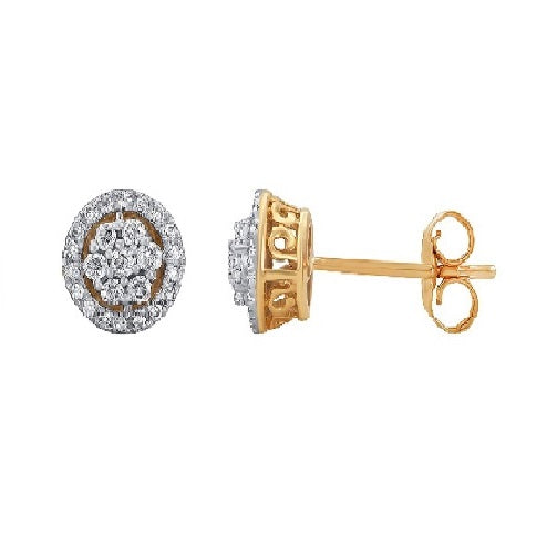 Cluster Flower Stud Earrings in 10K Gold