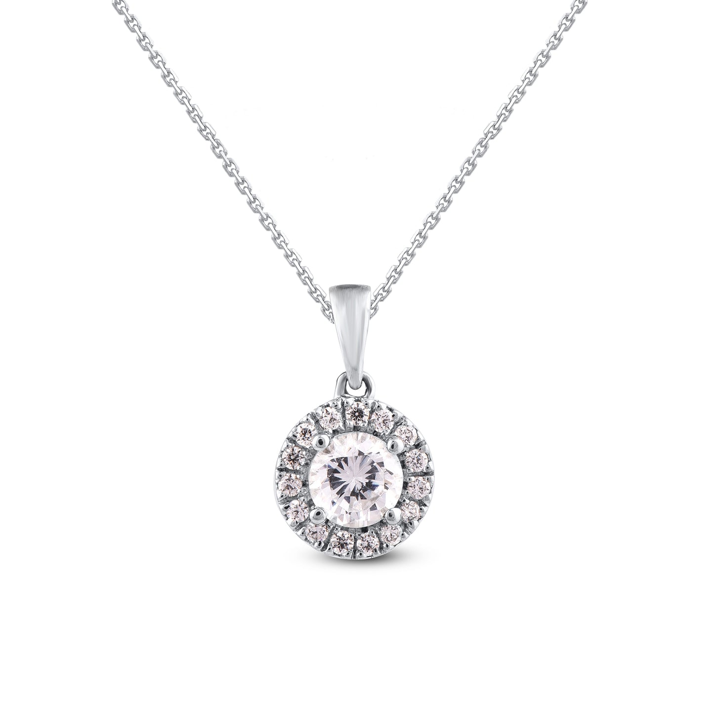Halo Pendant Necklace in 10k Gold