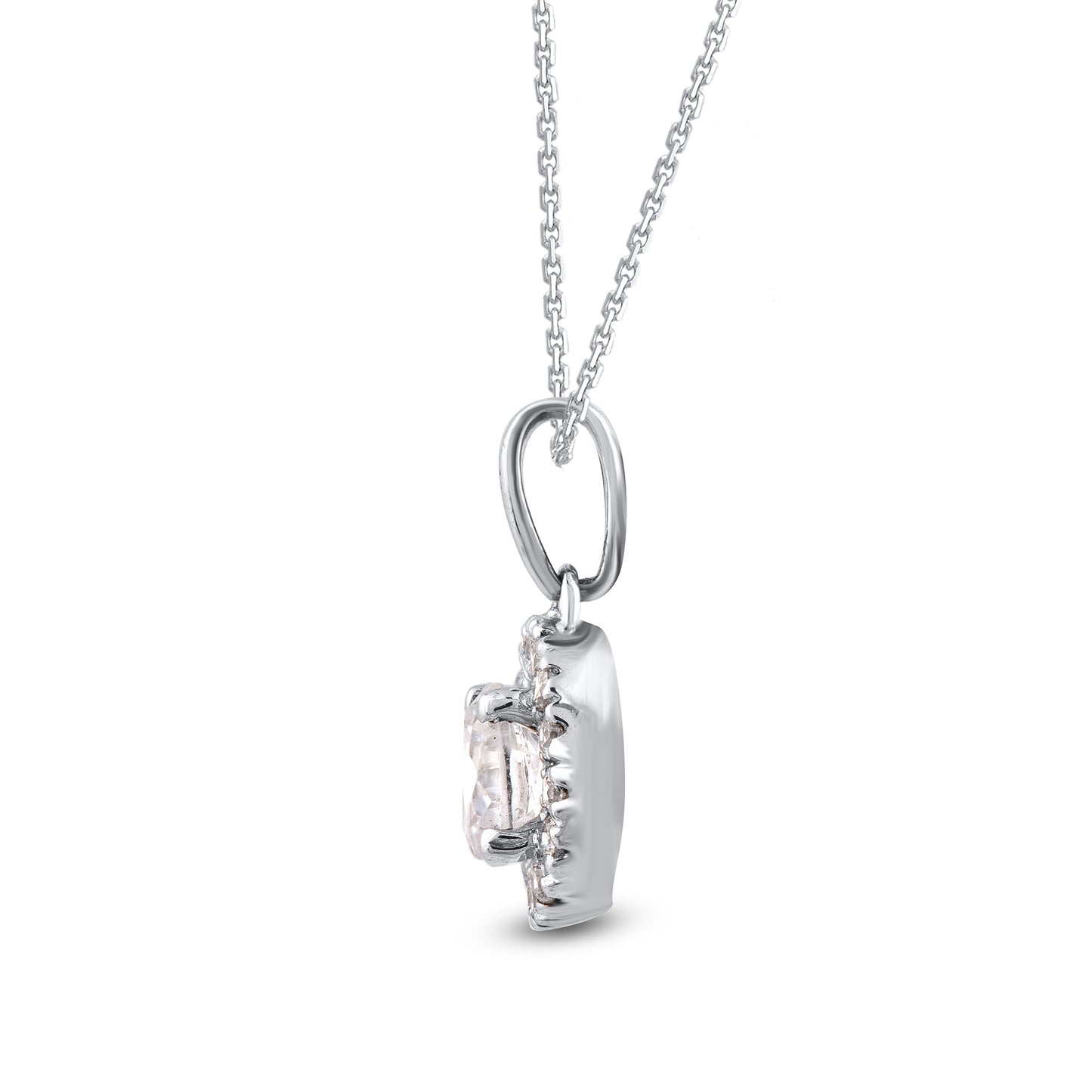 Halo Pendant Necklace in 10k Gold