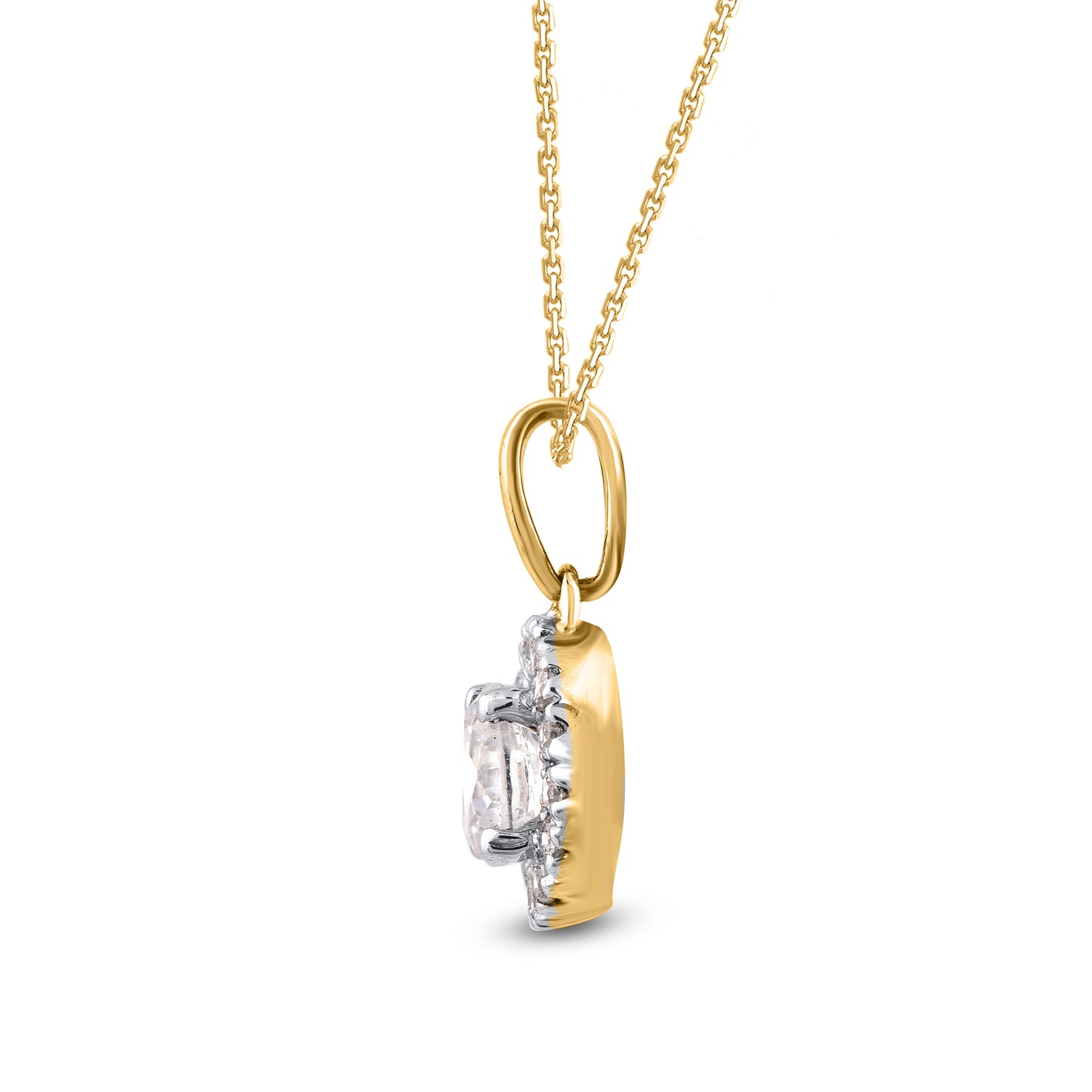 Halo Pendant Necklace in 10k Gold
