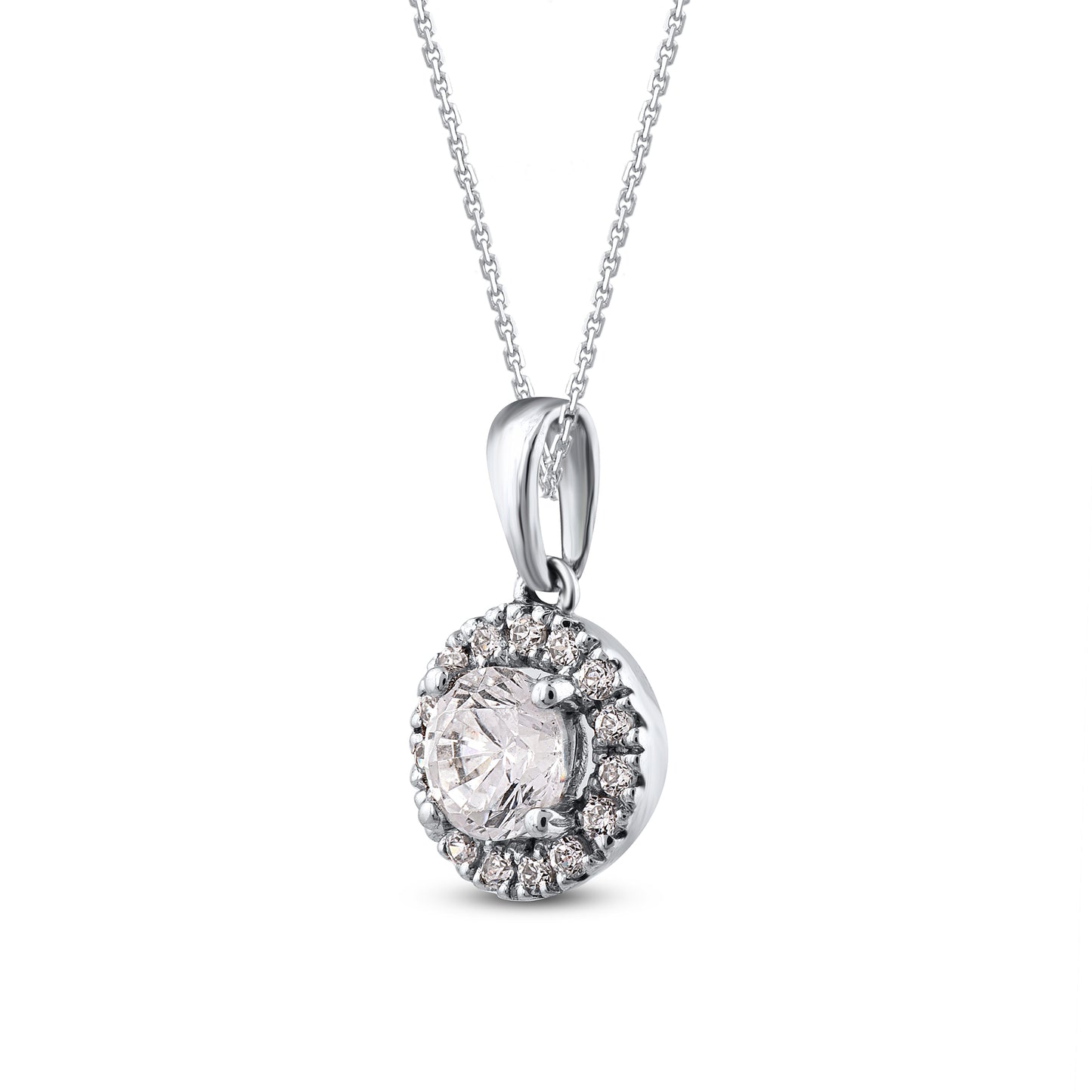 Halo Pendant Necklace in 10k Gold