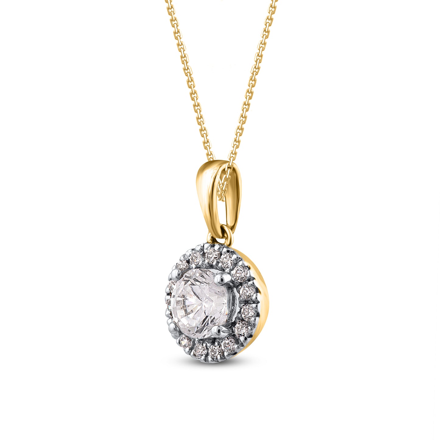 Halo Pendant Necklace in 10k Gold