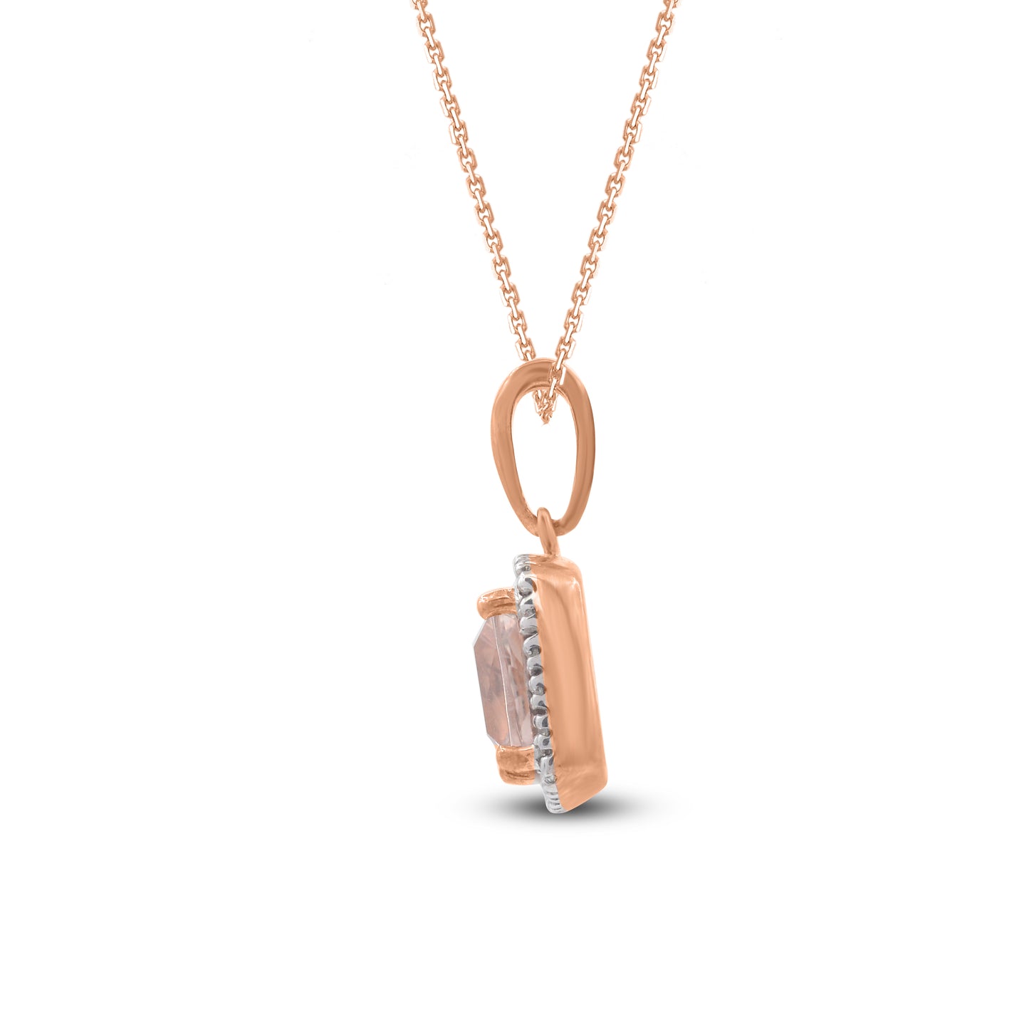 Cushion Cut Morganite Pendant Necklace in 10K Rose Gold