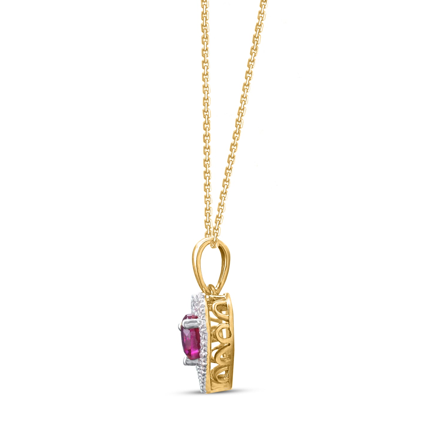 Ruby Heart Pendant Pendant Necklace in 10K Gold